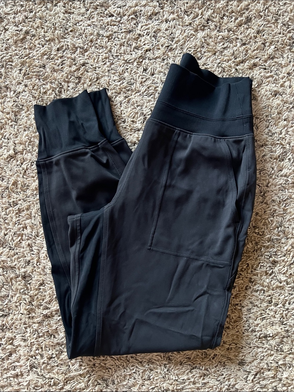 Athleta Black High-Rise Pocket Leggings with Wide Rib Waist